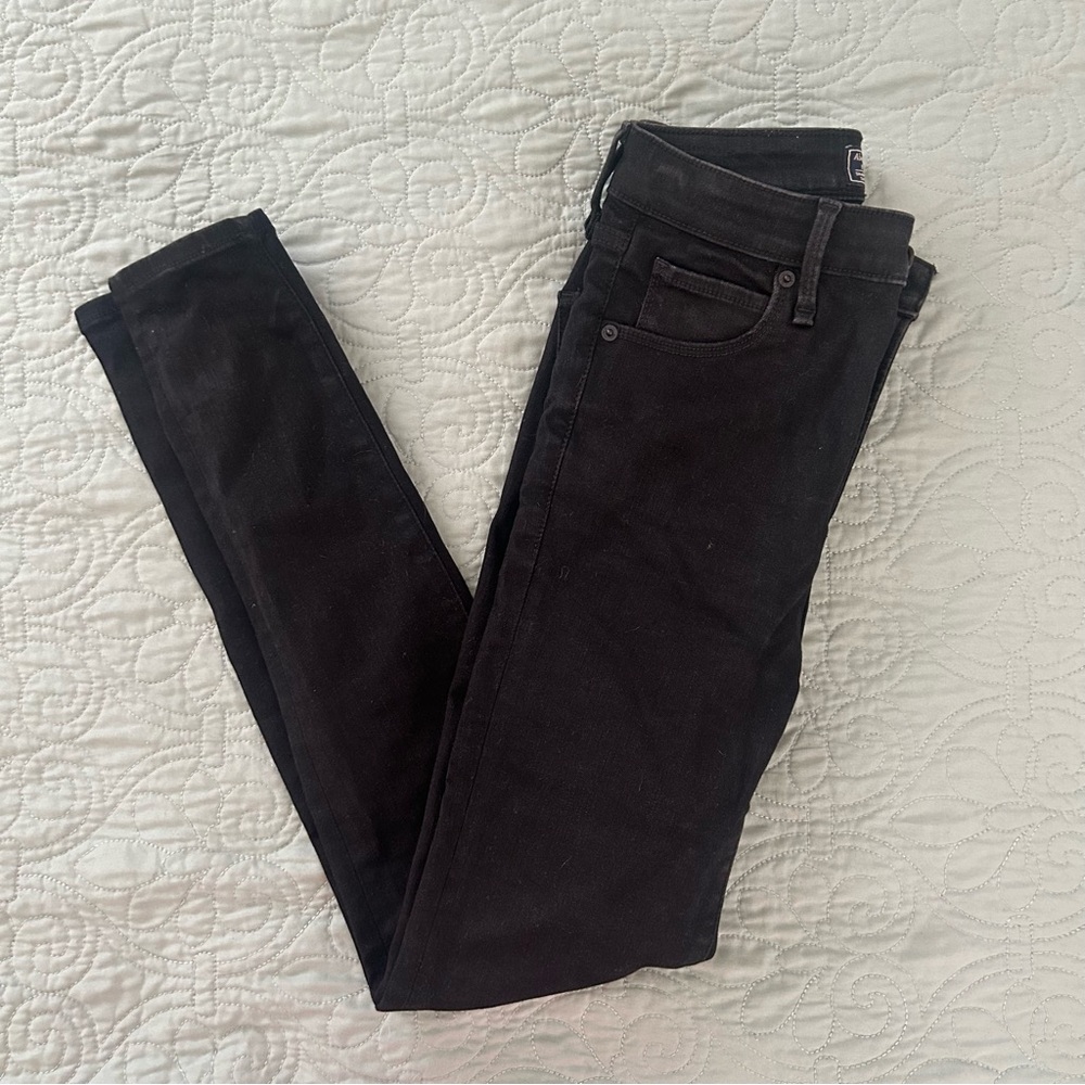 Abercrombie & Fitch, Simone high-rise super skinny jeans, black, 25 short.